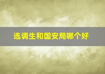 选调生和国安局哪个好