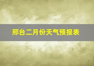 邢台二月份天气预报表