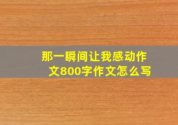 那一瞬间让我感动作文800字作文怎么写