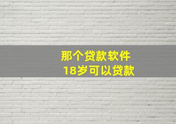 那个贷款软件18岁可以贷款