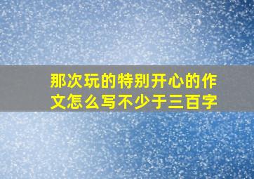 那次玩的特别开心的作文怎么写不少于三百字