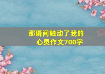 那瞬间触动了我的心灵作文700字