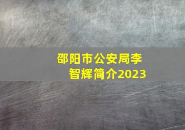 邵阳市公安局李智辉简介2023