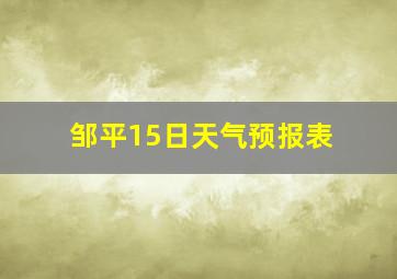 邹平15日天气预报表