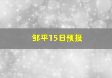 邹平15日预报