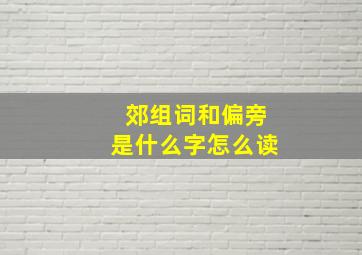 郊组词和偏旁是什么字怎么读