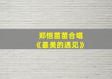 郑恺苗苗合唱《最美的遇见》