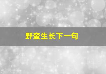 野蛮生长下一句