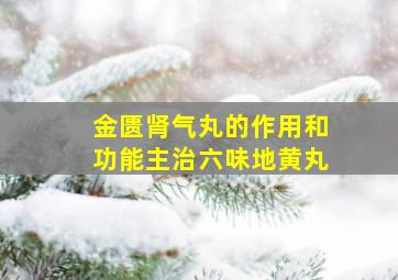 金匮肾气丸的作用和功能主治六味地黄丸