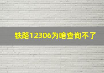 铁路12306为啥查询不了