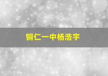 铜仁一中杨浩宇