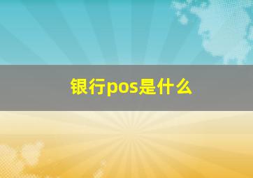 银行pos是什么