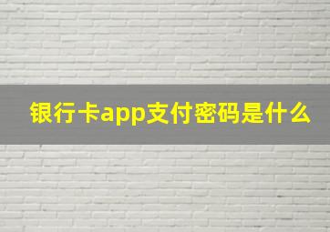 银行卡app支付密码是什么