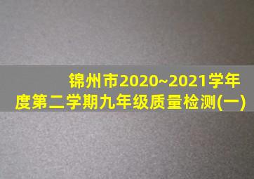 锦州市2020~2021学年度第二学期九年级质量检测(一)