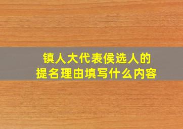 镇人大代表侯选人的提名理由填写什么内容