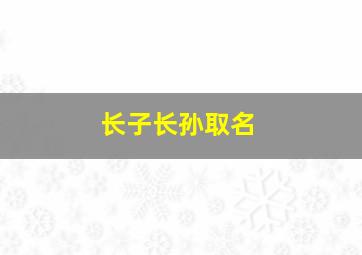 长子长孙取名