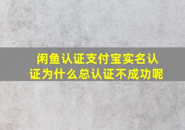 闲鱼认证支付宝实名认证为什么总认证不成功呢