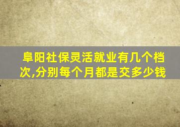 阜阳社保灵活就业有几个档次,分别每个月都是交多少钱