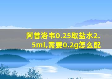 阿昔洛韦0.25取盐水2.5ml,需要0.2g怎么配