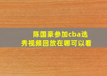 陈国豪参加cba选秀视频回放在哪可以看