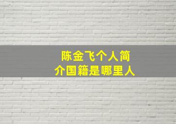 陈金飞个人简介国籍是哪里人