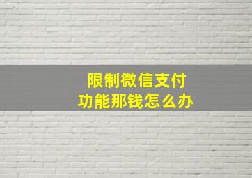 限制微信支付功能那钱怎么办