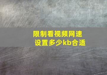 限制看视频网速设置多少kb合适