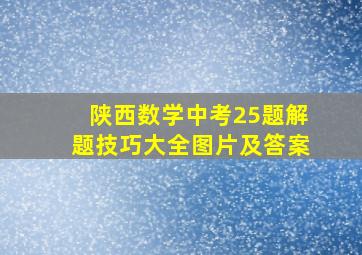 陕西数学中考25题解题技巧大全图片及答案