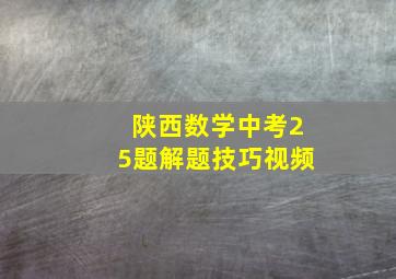 陕西数学中考25题解题技巧视频