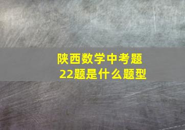 陕西数学中考题22题是什么题型