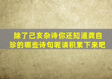 除了己亥杂诗你还知道龚自珍的哪些诗句呢请积累下来吧