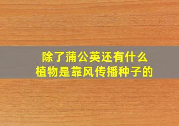 除了蒲公英还有什么植物是靠风传播种子的