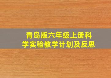 青岛版六年级上册科学实验教学计划及反思