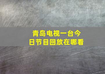 青岛电视一台今日节目回放在哪看