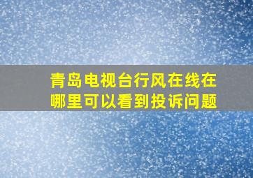 青岛电视台行风在线在哪里可以看到投诉问题