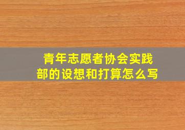 青年志愿者协会实践部的设想和打算怎么写