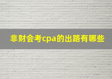 非财会考cpa的出路有哪些