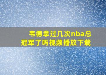 韦德拿过几次nba总冠军了吗视频播放下载