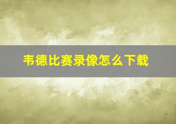 韦德比赛录像怎么下载