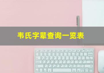 韦氏字辈查询一览表