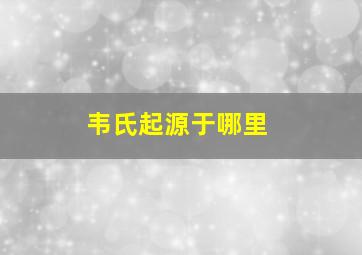 韦氏起源于哪里