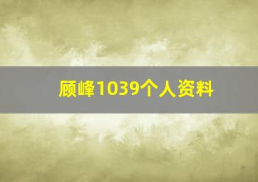 顾峰1039个人资料