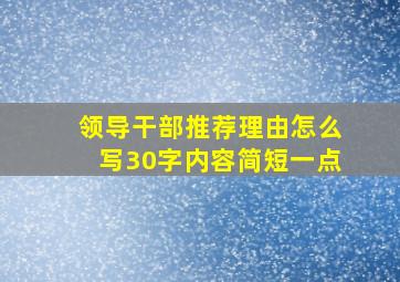 领导干部推荐理由怎么写30字内容简短一点