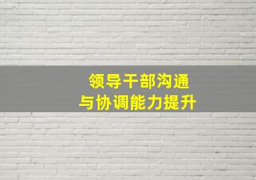 领导干部沟通与协调能力提升