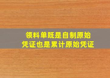 领料单既是自制原始凭证也是累计原始凭证