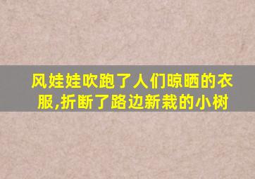 风娃娃吹跑了人们晾晒的衣服,折断了路边新栽的小树