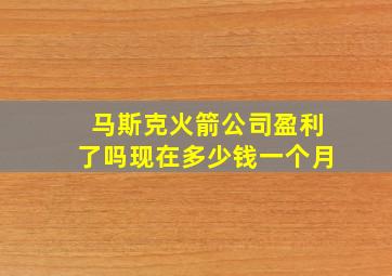 马斯克火箭公司盈利了吗现在多少钱一个月