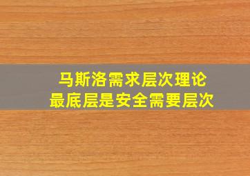 马斯洛需求层次理论最底层是安全需要层次