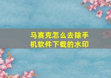 马赛克怎么去除手机软件下载的水印