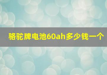 骆驼牌电池60ah多少钱一个